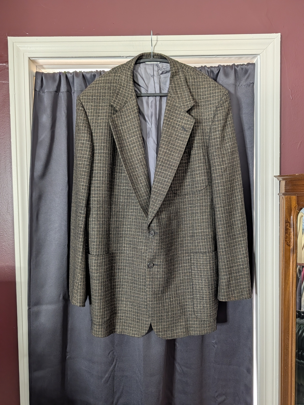 Aquascutum London Brown Knit Windowpane Check Patch Pocket Sport Coat